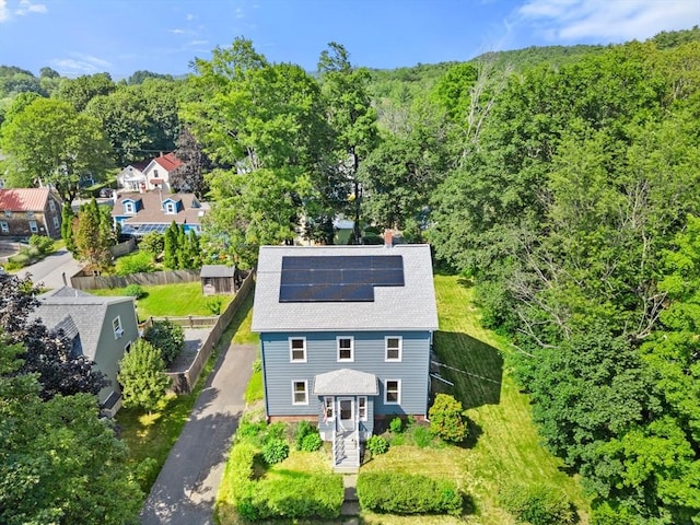 12 Russell St, Amesbury, MA 01913 - view from above of property with a heavily wooded area