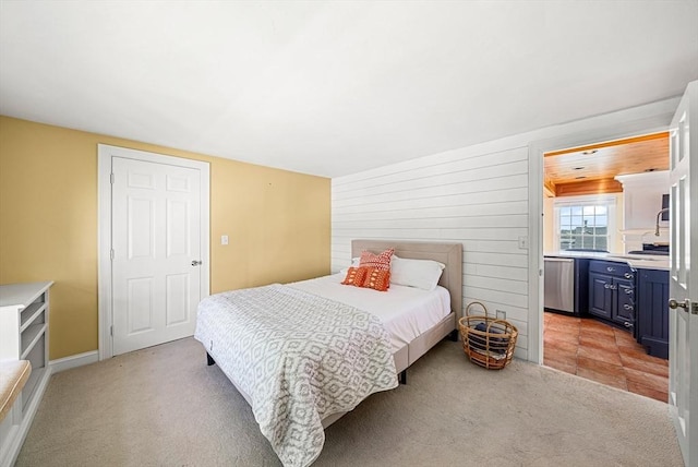 328 Central Ave, Scituate, MA 02050 - bedroom with light colored carpet and wood walls