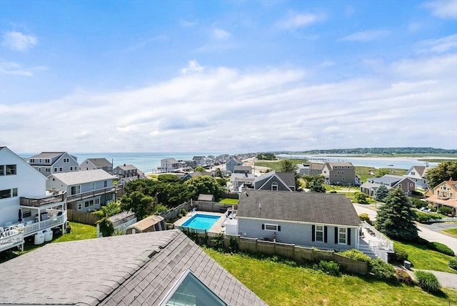 328 Central Ave, Scituate, MA 02050 - aerial perspective of suburban area with a pool and a large body of water