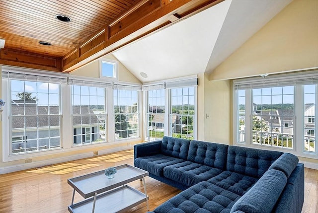 328 Central Ave, Scituate, MA 02050 - living room featuring lofted ceiling, wood finished floors, and wooden ceiling