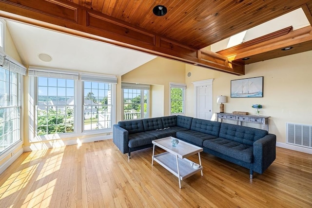 328 Central Ave, Scituate, MA 02050 - living area featuring light wood-type flooring and wood ceiling