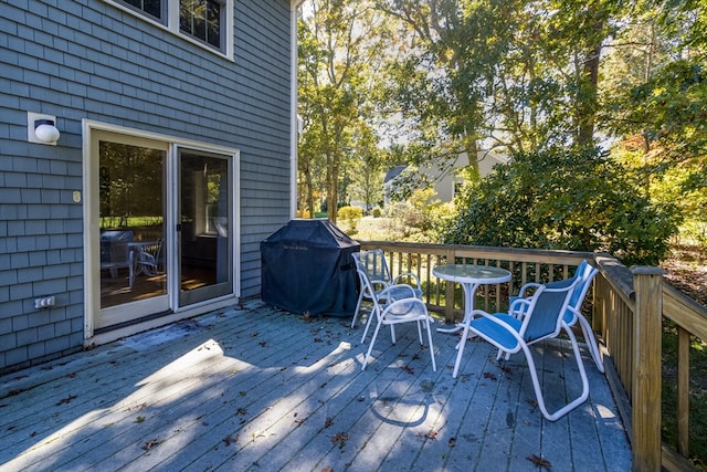 deck featuring area for grilling