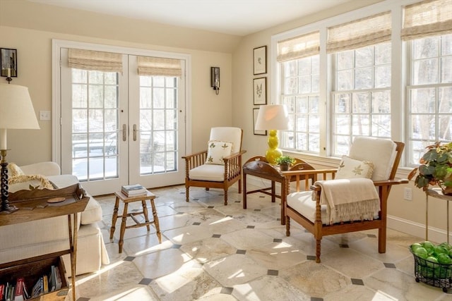 living area with french doors