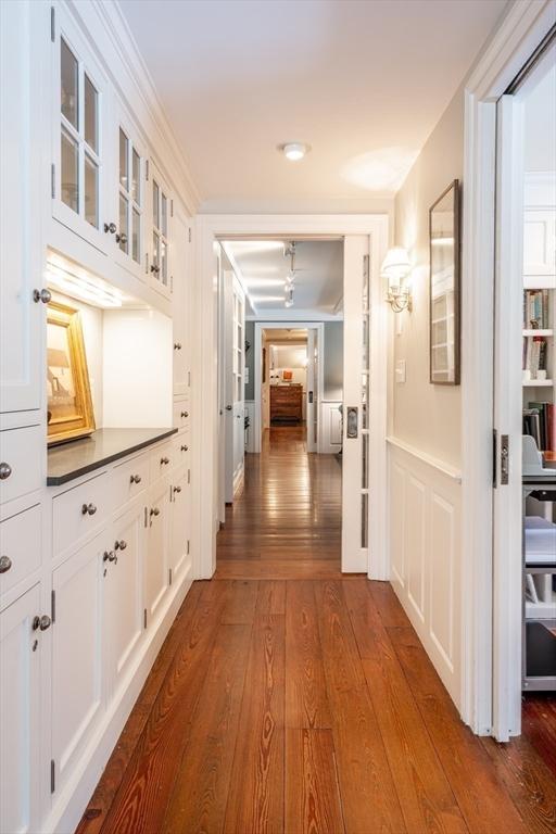 hall featuring dark hardwood / wood-style floors