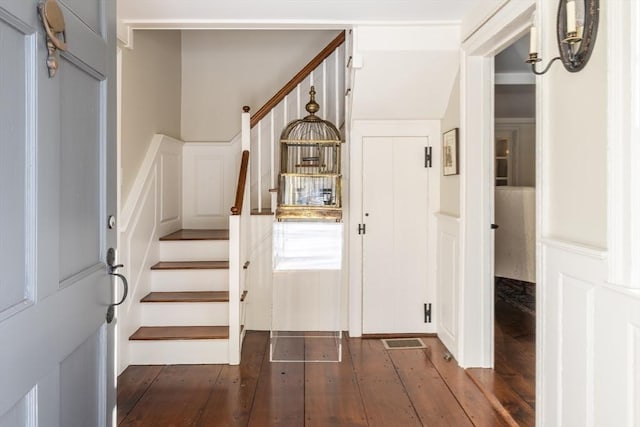 entrance foyer with dark wood-type flooring