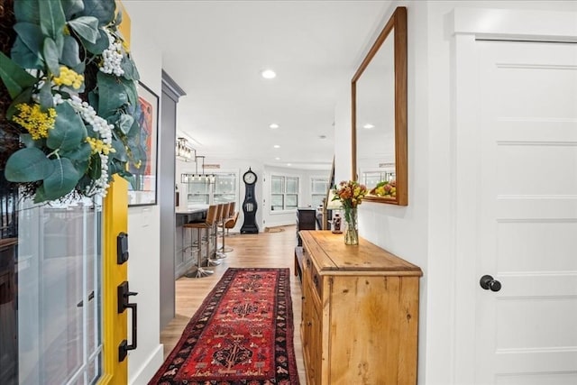 hall featuring light hardwood / wood-style floors