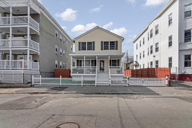 exterior space with a fenced front yard