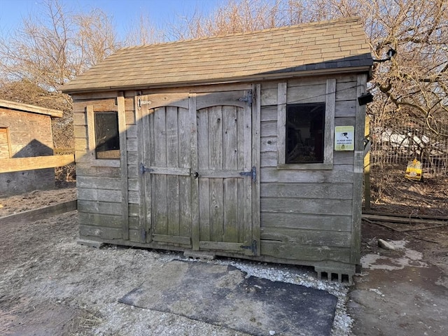 view of shed