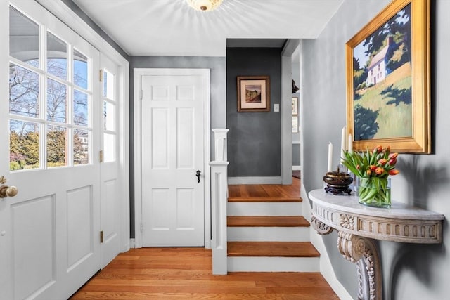 entrance foyer featuring light wood-type flooring