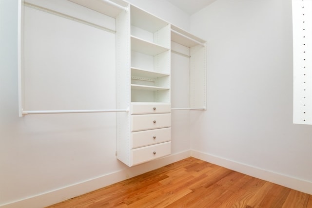 walk in closet featuring wood-type flooring