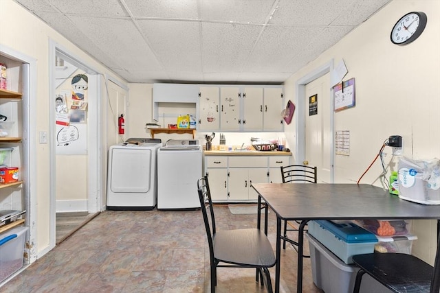 interior space with independent washer and dryer and laundry area