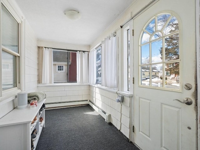 sunroom with baseboard heating