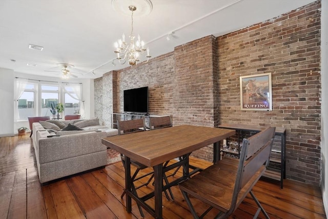 6 Brigham St Unit 2, Boston, MA 02128 - dining area featuring a ceiling fan, wood-type flooring, a chandelier, and rail lighting