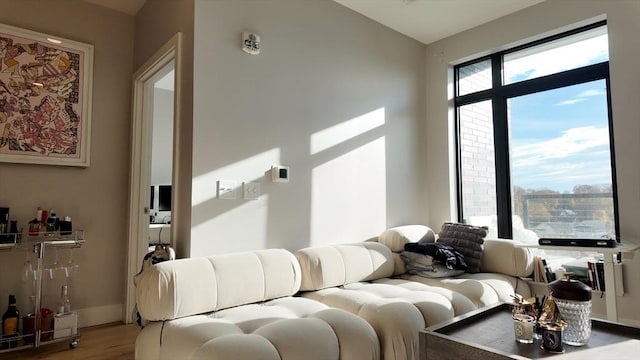 living room with hardwood / wood-style floors