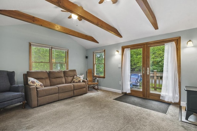 74 S Douglas St, Rockland, MA 02370 - carpeted living room featuring french doors and a ceiling fan