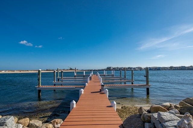 view of dock featuring a water view