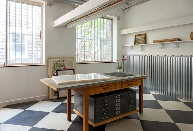 543 Green St, Cambridge, MA 02139 - home office with tile patterned floors and healthy amount of natural light