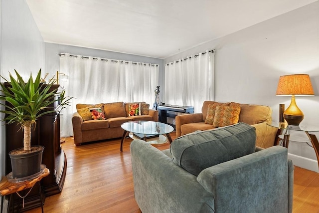 living area featuring wood finished floors