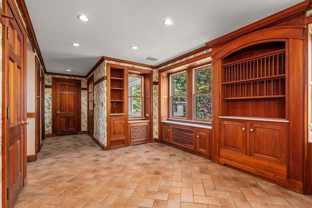 interior space with ornamental molding