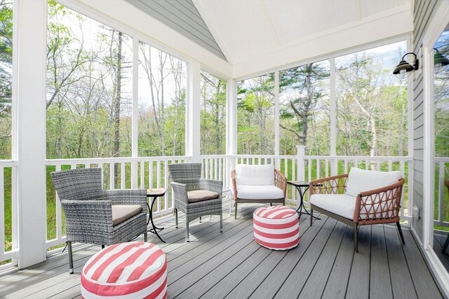 34 Split Rock Ln, Mattapoisett, MA 02739 - sunroom with lofted ceiling and plenty of natural light