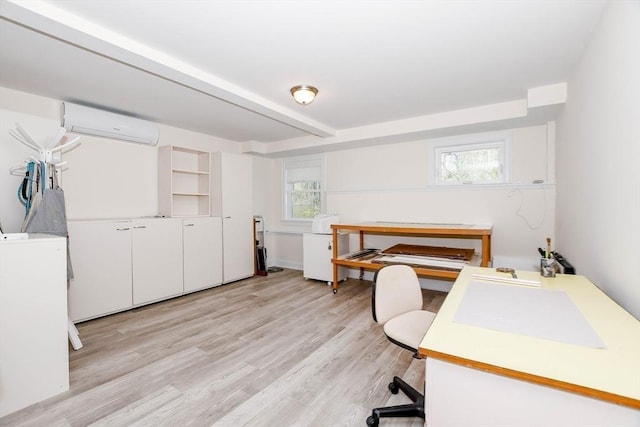 34 Split Rock Ln, Mattapoisett, MA 02739 - office featuring a wall unit AC, light wood-style flooring, and healthy amount of natural light