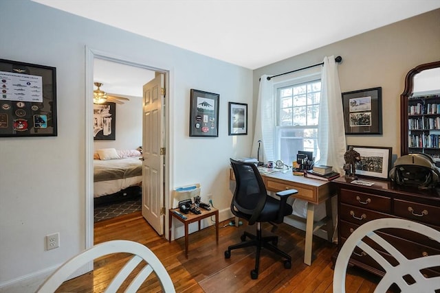 office with wood-type flooring