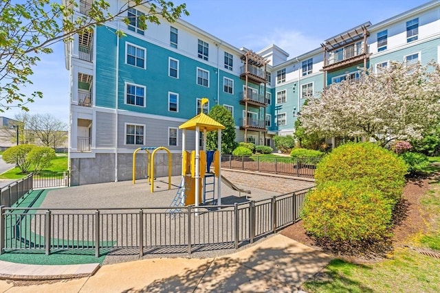 community play area with fence