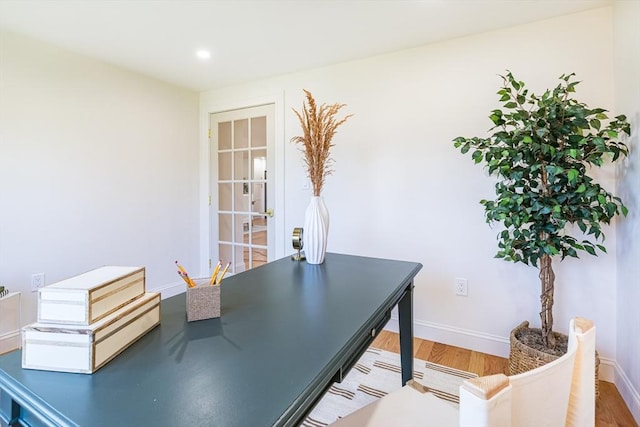 office area featuring hardwood / wood-style flooring