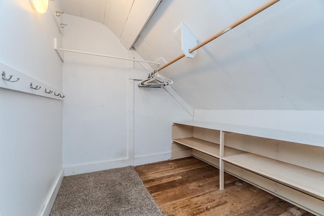 52 Maple St, Belchertown, MA 01007 - walk in closet featuring lofted ceiling and wood finished floors