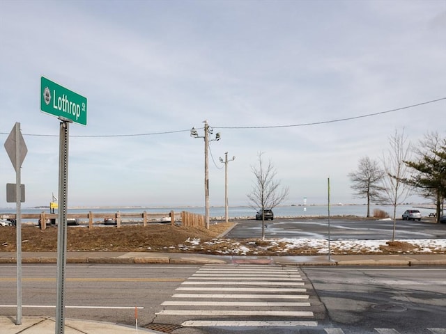 view of road featuring a water view