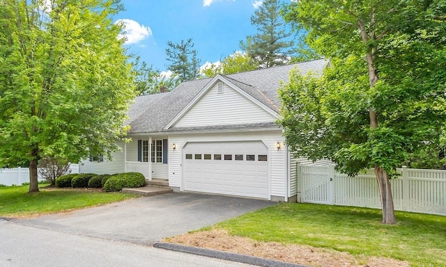 43 Warwick Rd, Gardner, MA 01440 - view of front of property featuring asphalt driveway, an attached garage, a shingled roof, and a gate