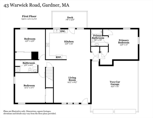 43 Warwick Rd, Gardner, MA 01440 - room layout