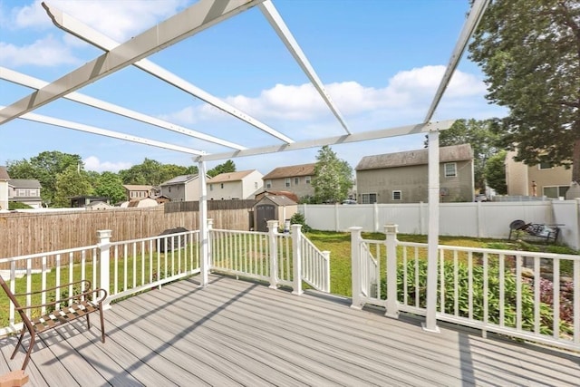 45 Olney Ave, Springfield, MA 01119 - deck featuring a storage shed, a fenced backyard, and a residential view