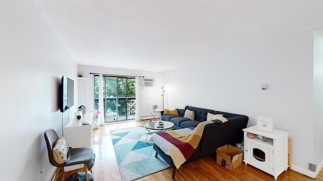 10 Williams St Unit 26, Watertown, MA 02472 - living area featuring light wood-style floors, a wall unit AC, and a baseboard radiator