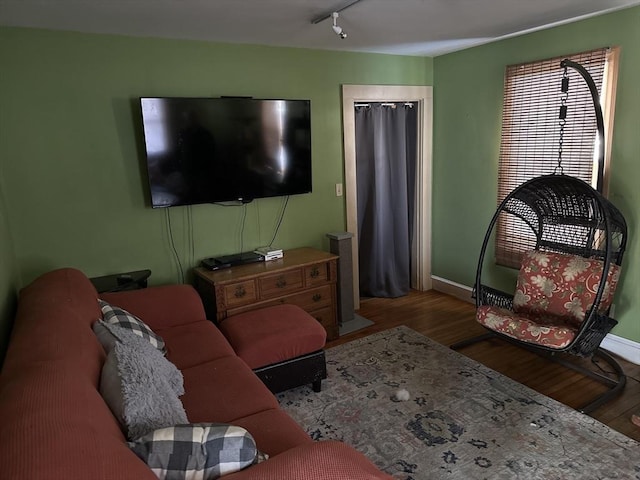 living room with hardwood / wood-style floors