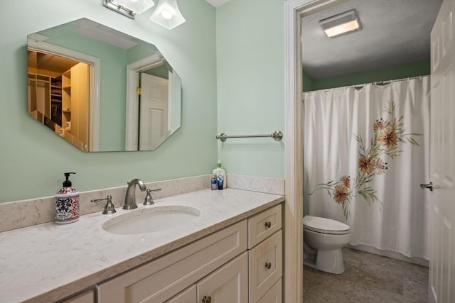 1 Calico Cir Unit 1, Dennis, MA 02639 - bathroom with vanity, toilet, curtained shower, and visible vents