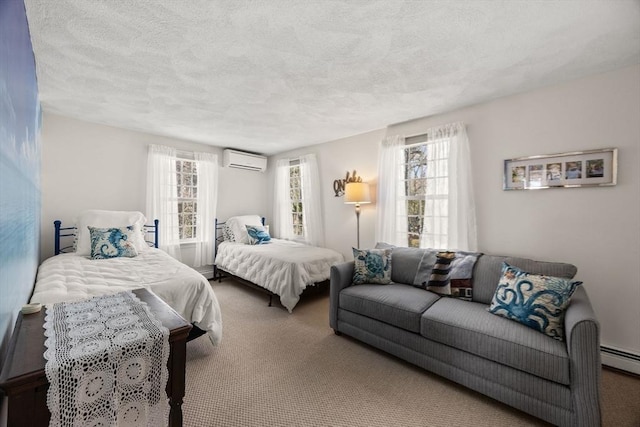1 Calico Cir Unit 1, Dennis, MA 02639 - carpeted bedroom featuring a wall unit AC and a textured ceiling