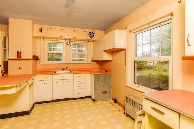 326 Lake Rd, Ashburnham, MA 01430 - kitchen featuring radiator, a sink, healthy amount of natural light, and light floors