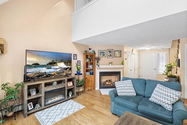 living room featuring light wood-type flooring