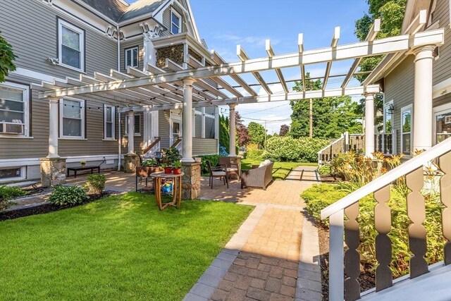 34 Warren St Unit 3, Stoneham, MA 02180 - view of patio with a pergola and cooling unit
