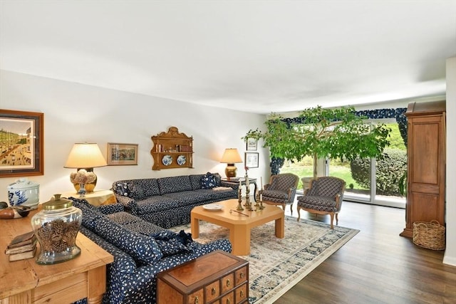 living room with wood finished floors