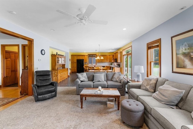 45 Pleasant St, Middleboro, MA 02346 - living area with ceiling fan and recessed lighting
