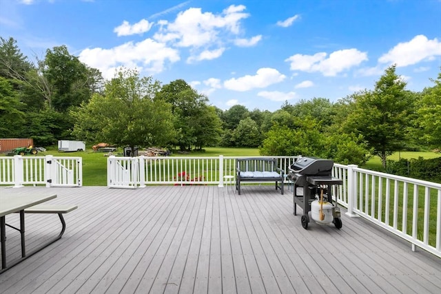 45 Pleasant St, Middleboro, MA 02346 - wooden deck with a grill, a yard, a shed, and view of scattered trees