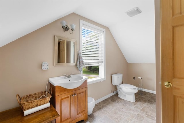45 Pleasant St, Middleboro, MA 02346 - bathroom featuring vanity and lofted ceiling