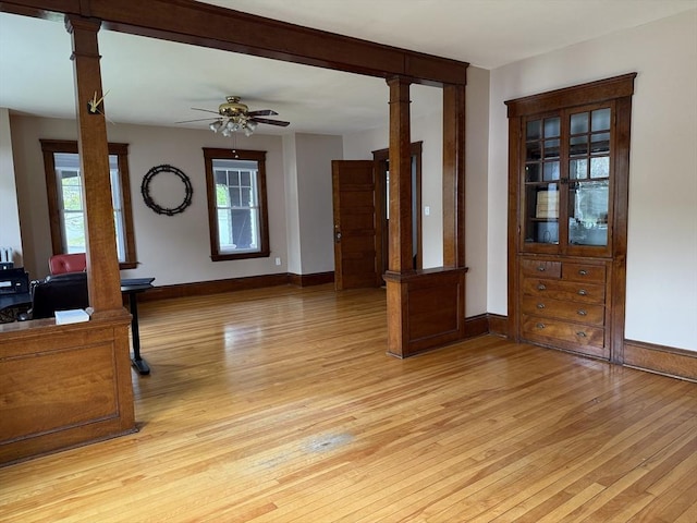 612 Grove St Lot 1, Worcester, MA 01605 - unfurnished living room with light wood-type flooring, ceiling fan, and baseboards