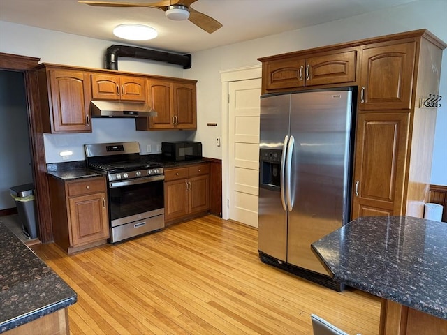 612 Grove St Lot 1, Worcester, MA 01605 - kitchen with stainless steel appliances, extractor fan, light wood finished floors, and ceiling fan