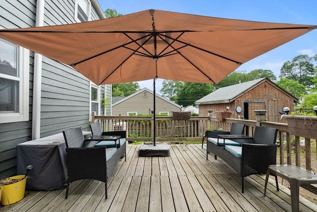 96 Hurd St, Lynn, MA 01905 - wooden deck featuring an outbuilding