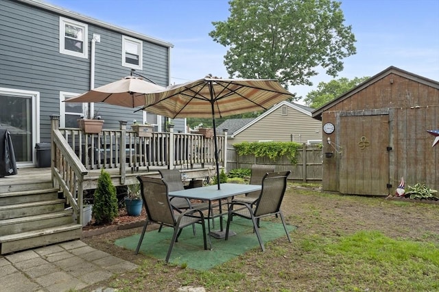 96 Hurd St, Lynn, MA 01905 - view of patio featuring a shed, a deck, and outdoor dining area
