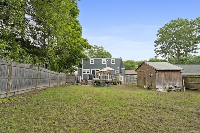 96 Hurd St, Lynn, MA 01905 - back of house with a storage shed, a fenced backyard, and a wooden deck