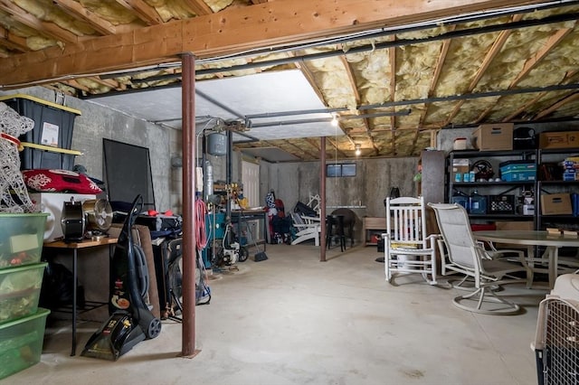 view of unfinished basement